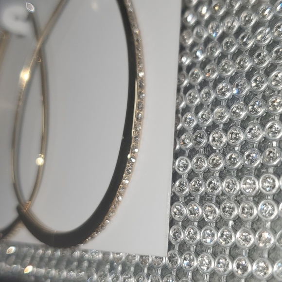 SOLD BETY/MK Gold Crystal Pave' Oval Oblong Hoop E - Picture 3 of 9